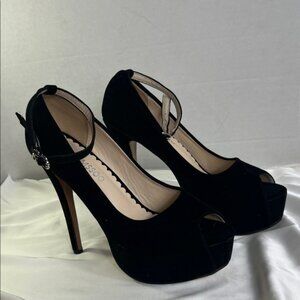 Camssoo Black Velvet Peep-Toe Platform Heels Women’s Size 260 or 9.5 Us New